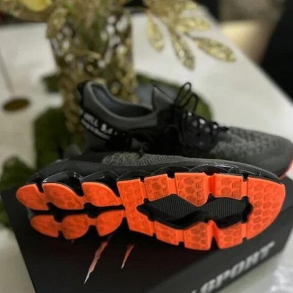 Men’s Grey Black Running Sneakers with Orange Sole – Sporty Lightweight Shoes - Picture 4 of 6